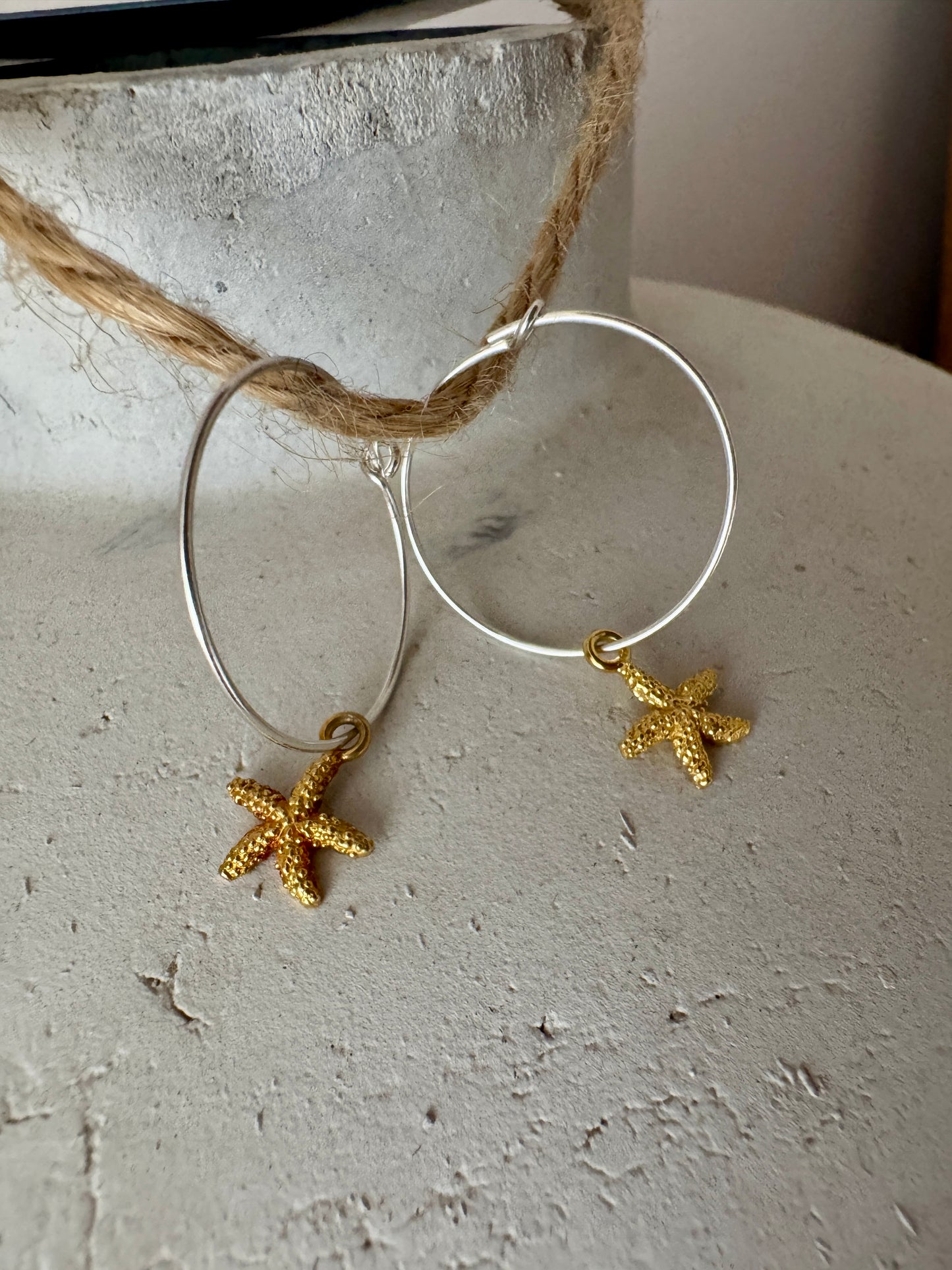 Starfish Charm Hoops