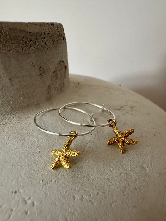 Starfish Charm Hoops