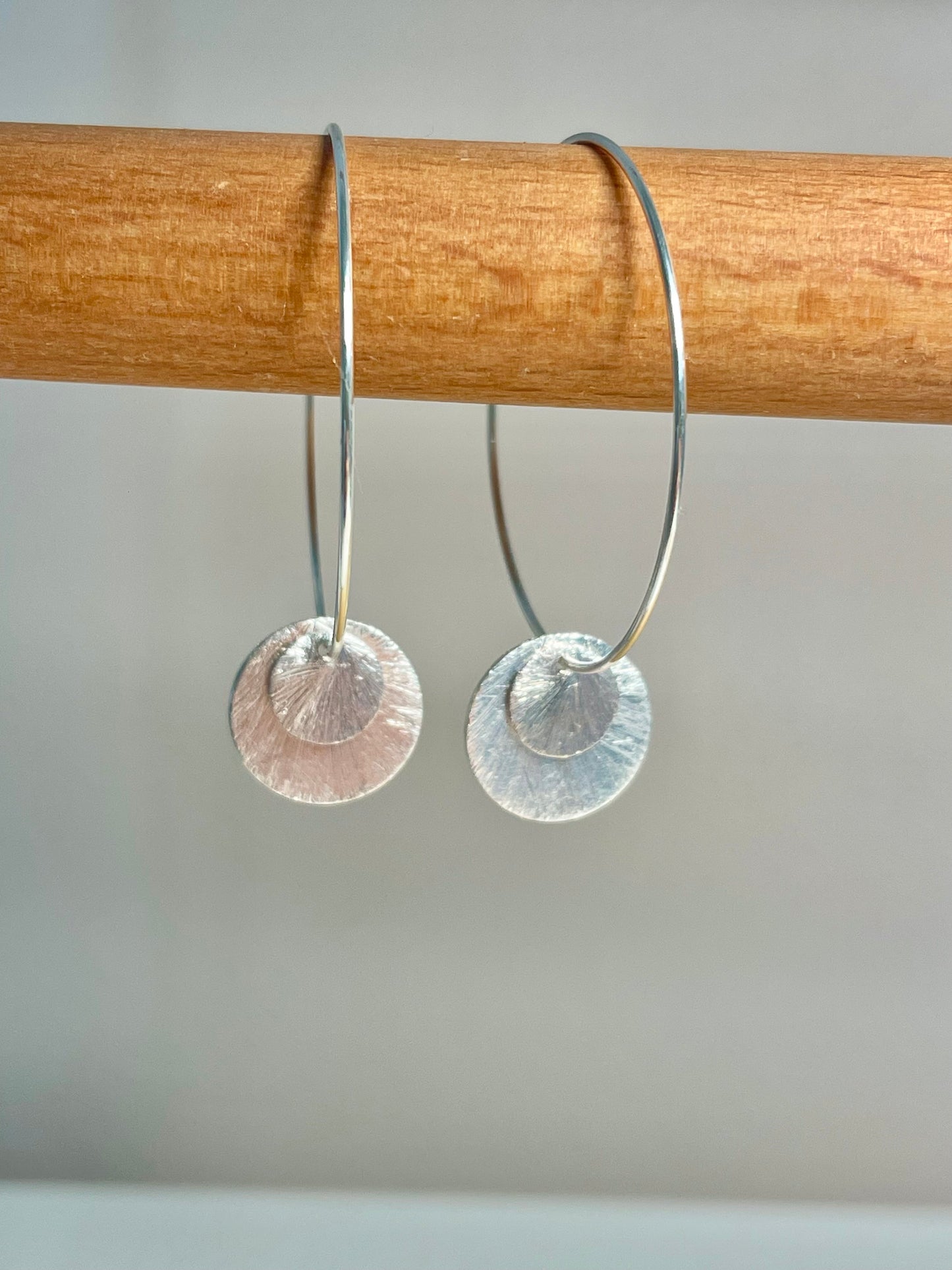 Sterling Silver Textured Disc Hoops