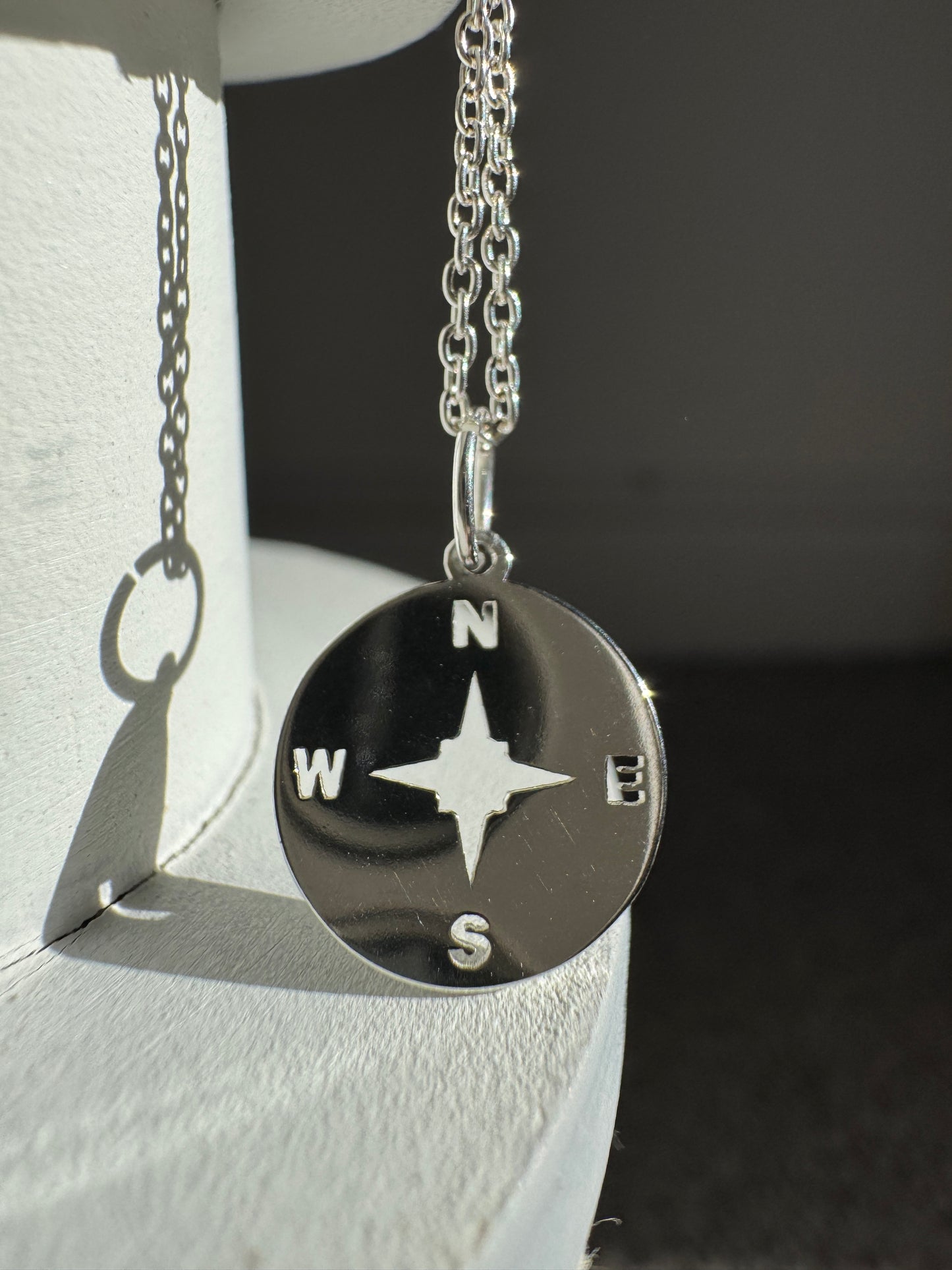 Sterling Silver Compass Necklace